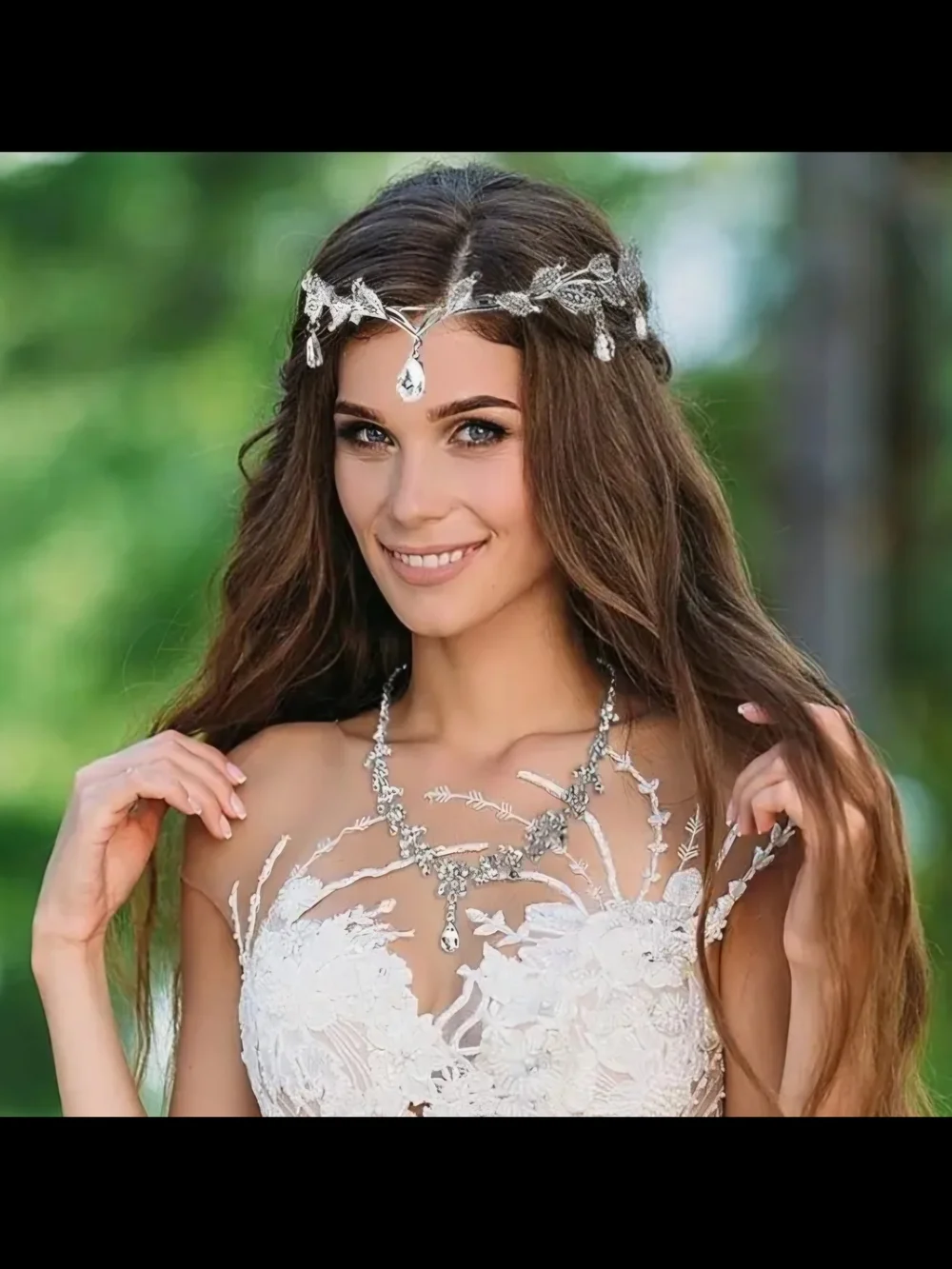 Silver Leaf Crystal Headpiece - Elegant Wedding Hair Accessory